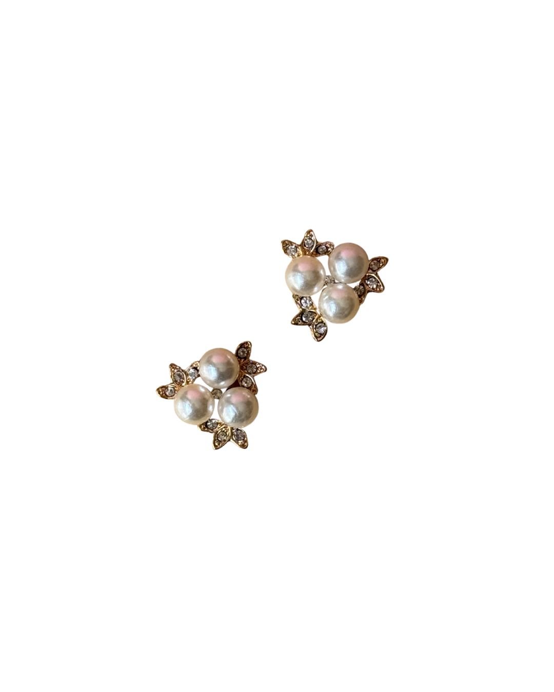 Chaton de metal 3 pérolas com folha de strass