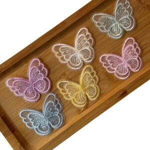 Borboleta de organza bordada dupla (2 und) - Imagem 1