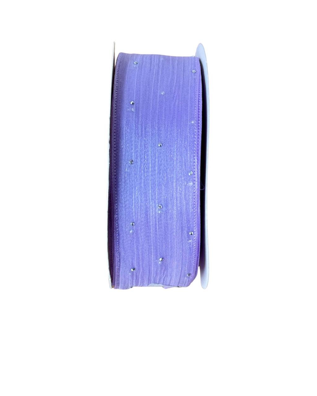 Fita organza com ponto de luz Lilás 38mm