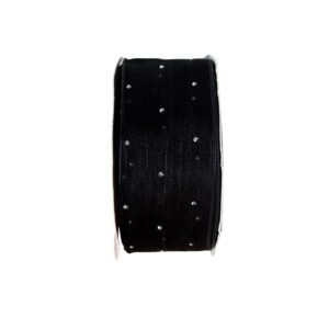 Fita organza com ponto de luz Preto 38mm - Imagem 1
