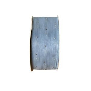 Fita organza com ponto de luz Azul bebê 38mm - Imagem 1