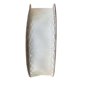 Fita organza com borda ondulada Branca 38mm - Imagem 1