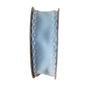 Fita organza com borda ondulada Azul bebê 38mm - Imagem 1