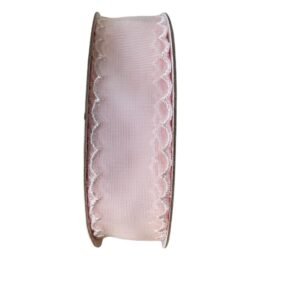 Fita organza com borda ondulada Rosa bebê 38mm - Imagem 1