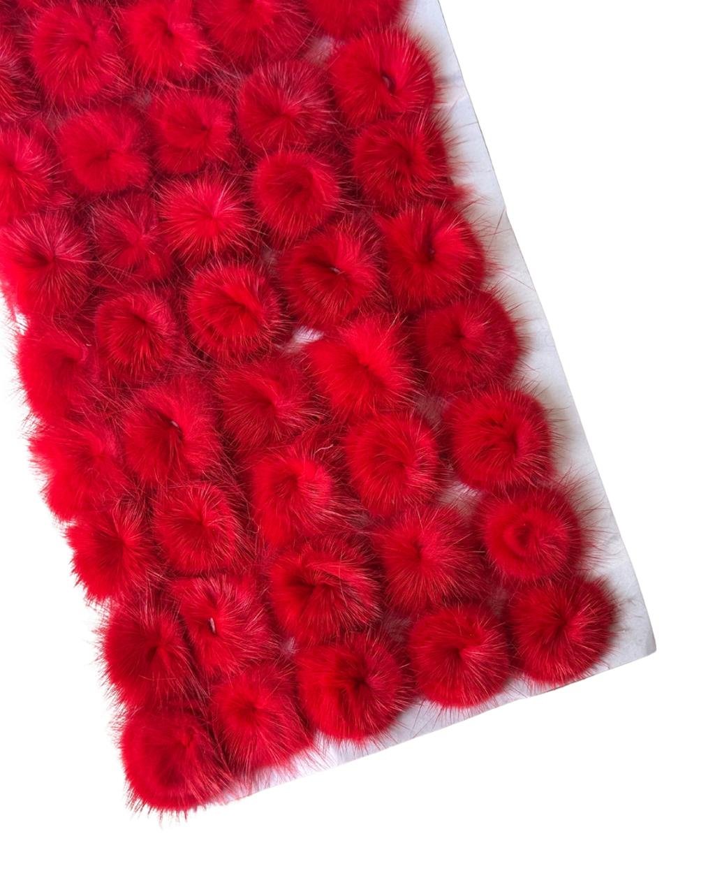 Pompom pelpudo achatado 2,5cm Vermelho (2 und)
