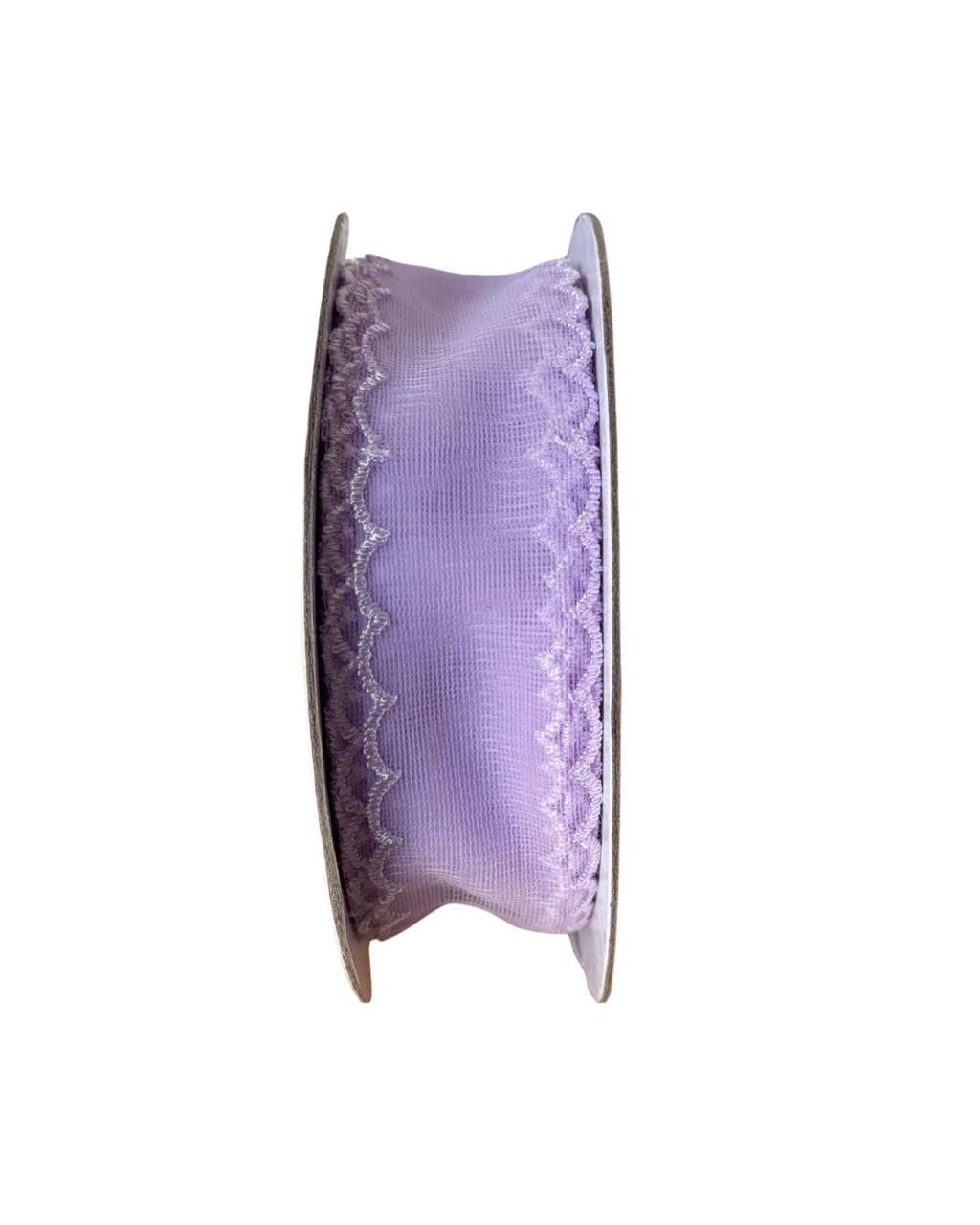 Fita organza com borda ondulada Lilás 38mm