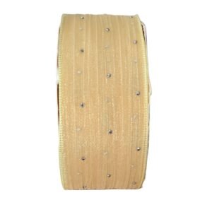 Fita organza com ponto de luz Amarelo bebê 38mm - Imagem 1