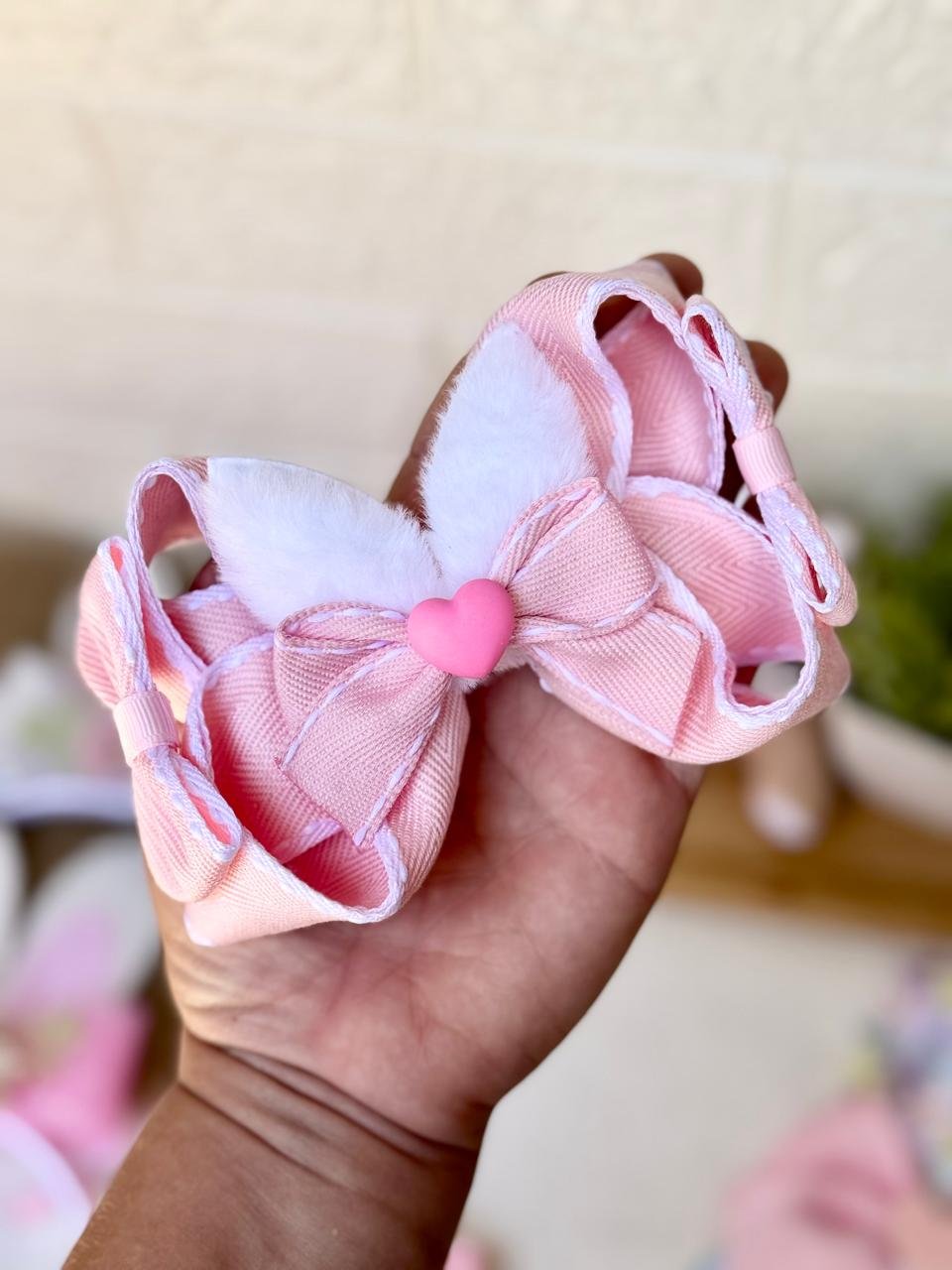 Kit para montagem laço boutique G Orelha de coelho pelúcia