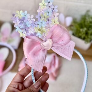Kit p/montagem tiara orelha de coelho floral candy - Imagem 1