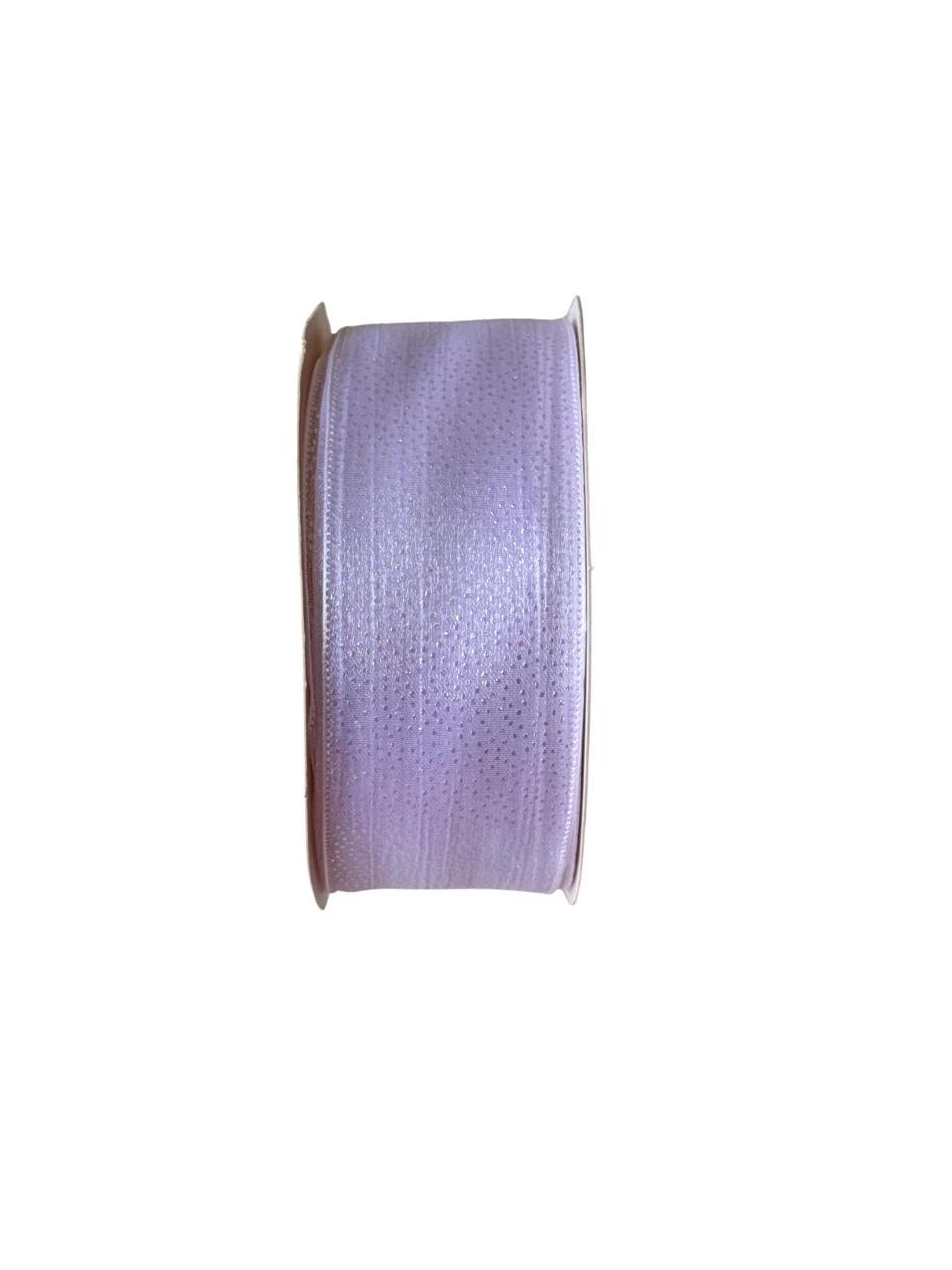 Fita organza com brilho furta-cor branca 38mm
