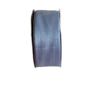 Fita organza com brilho furta-cor azul bebê 38mm - Imagem 1