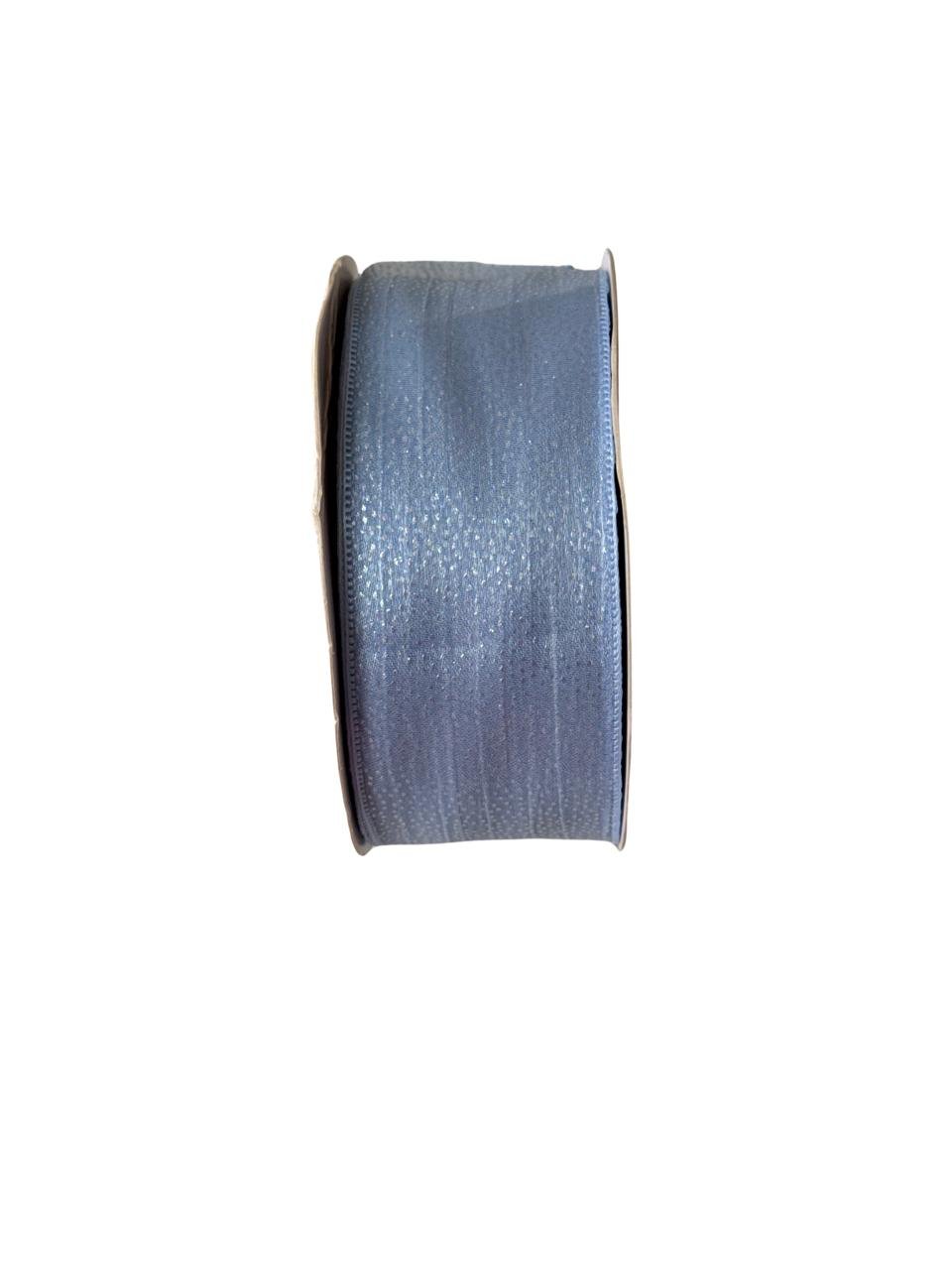 Fita organza com brilho furta-cor azul bebê 38mm