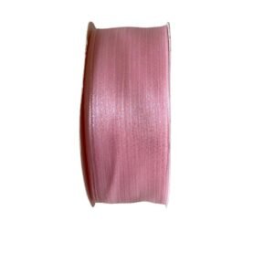 Fita organza com brilho furta-cor rosa bebê 38mm - Imagem 1