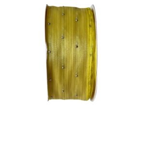 Fita organza com ponto de luz Amarelo sol 38mm - Imagem 1