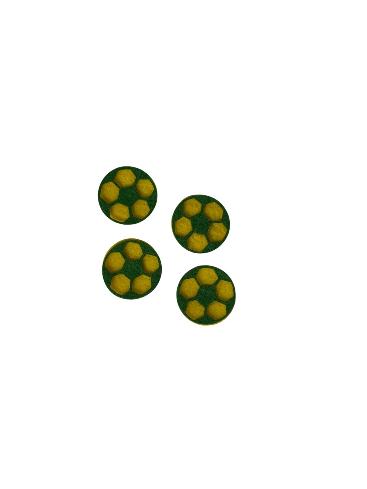 Mini aplique de feltro bola de futebol do Brasil (4 und)