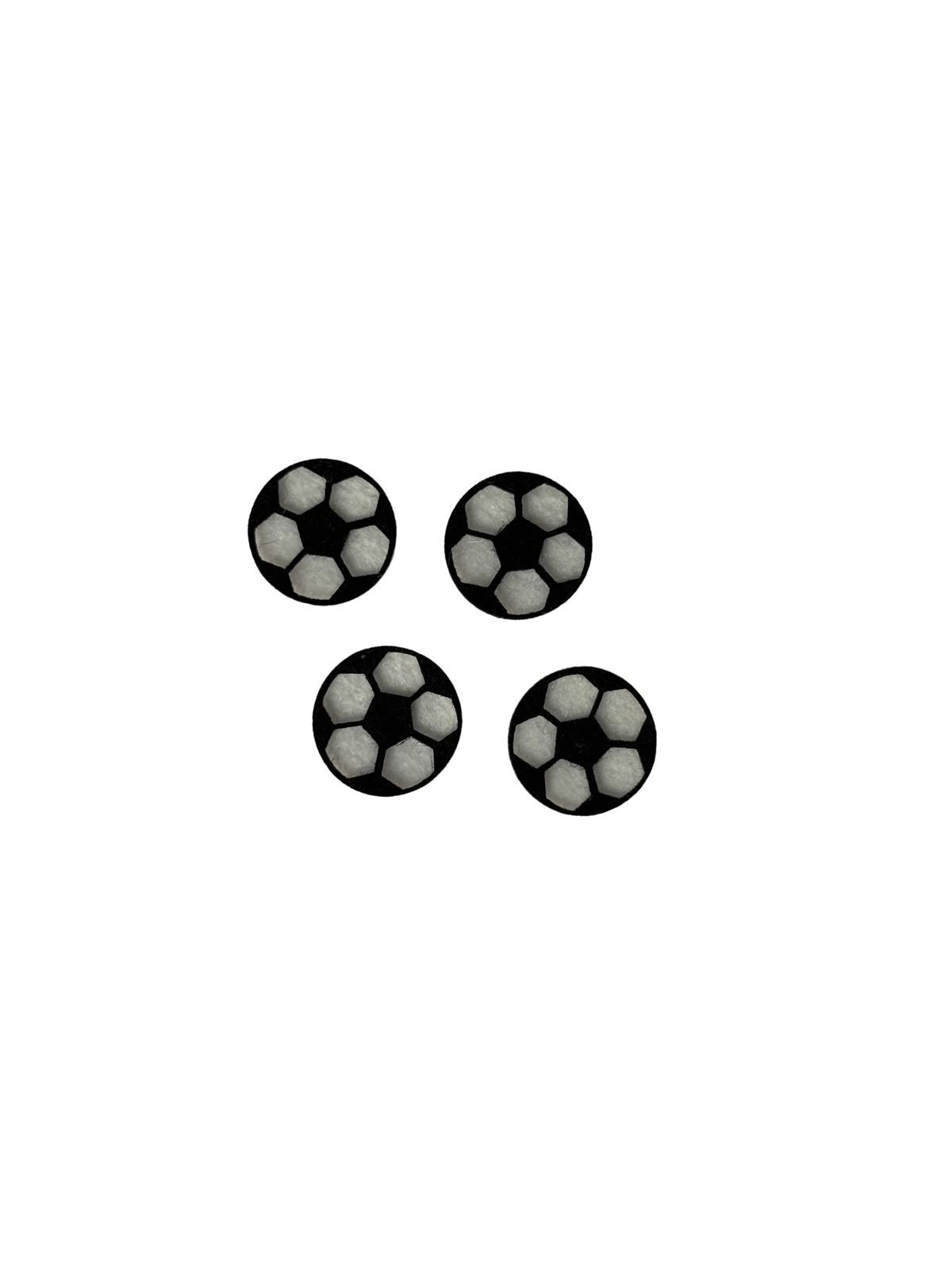 Mini aplique de feltro bola de futebol preto c/ branco (4 und)