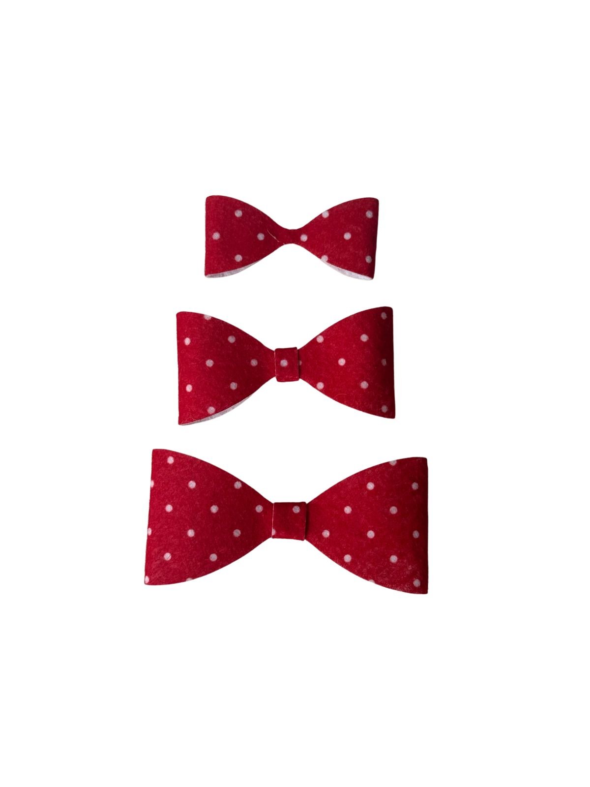 Laço de feltro para gravatinha - Vermelho poá