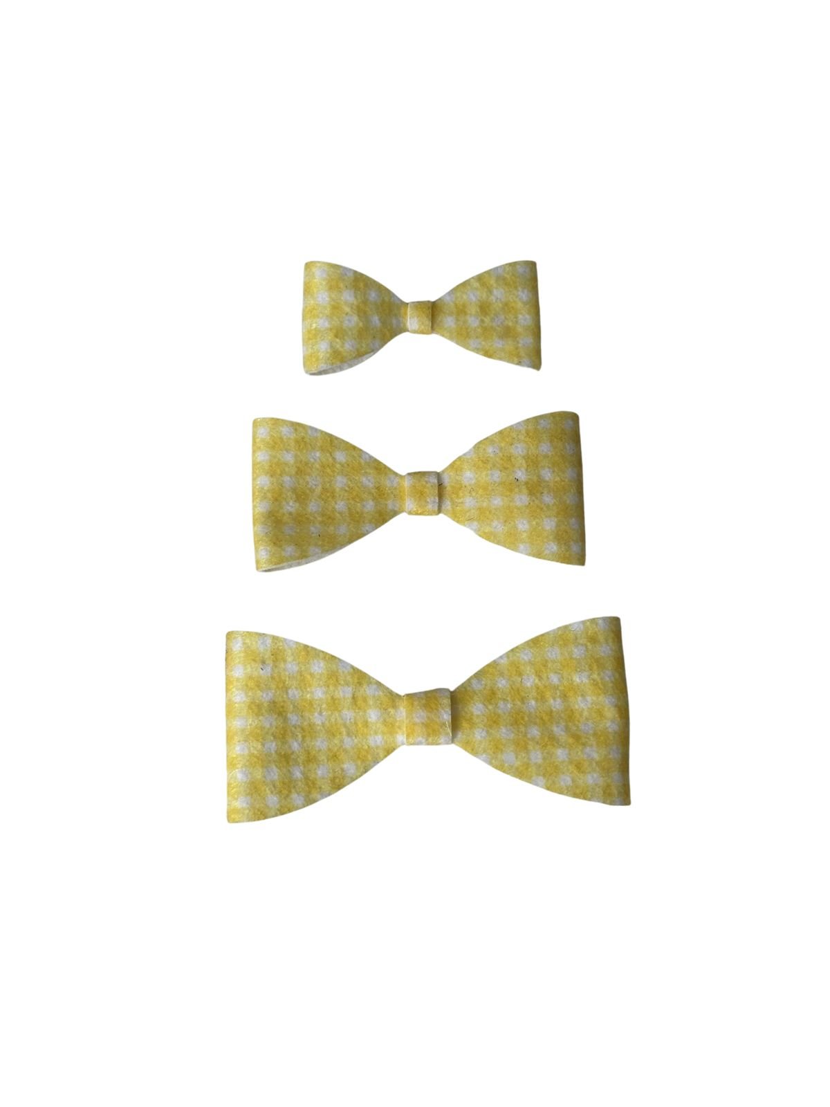 Laço de feltro para gravatinha - Xadrez amarelo