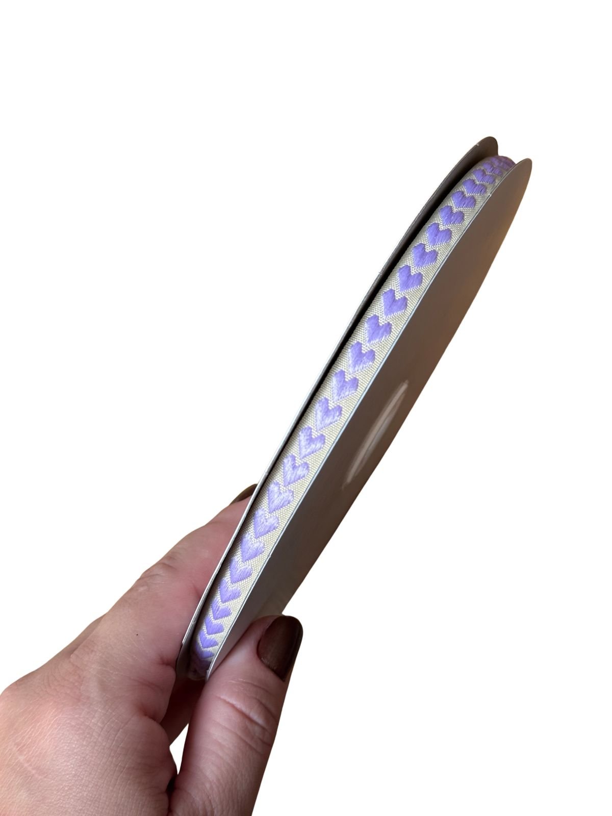 Fita coração bordado lilás 10mm