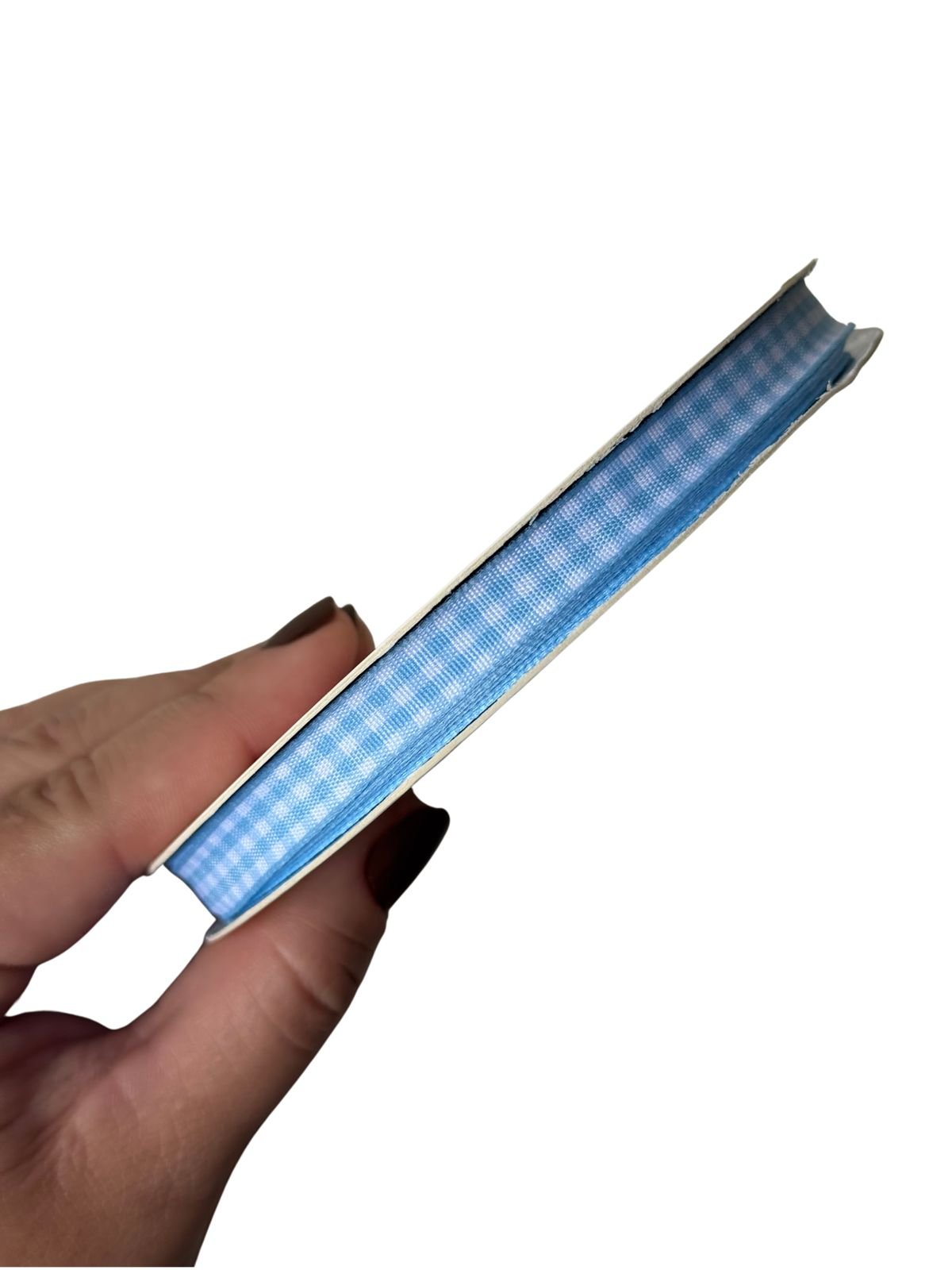 Fita xadrez 10mm azul bebê