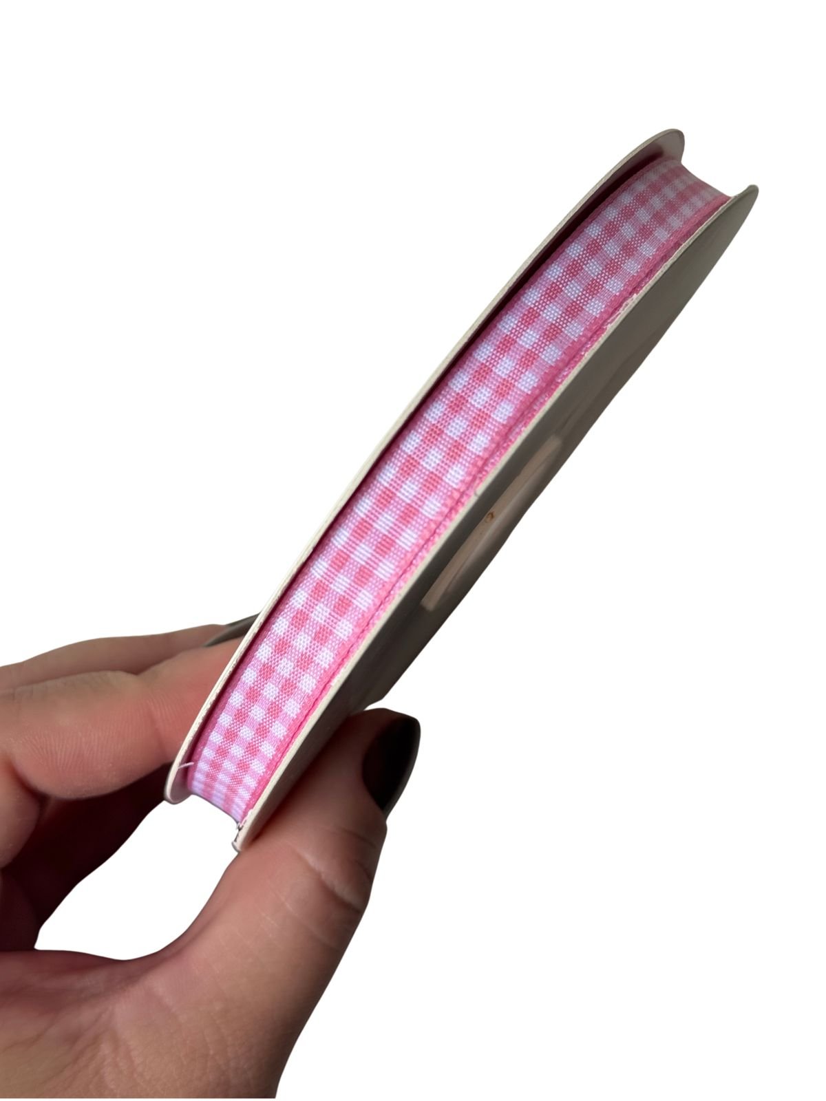 Fita xadrez 10mm rosa bebê