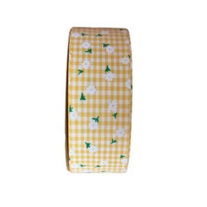 Fita xadrez dupla face com margarida 38mm amarelo - Imagem 1