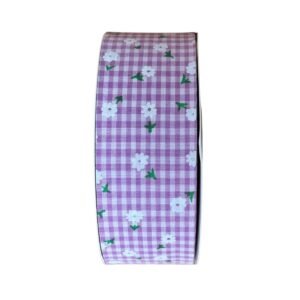 Fita xadrez dupla face com margarida 38mm lilás - Imagem 1