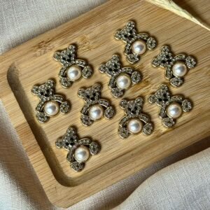 Chaton em ABS urso dourado com strass e pérola - Imagem 1