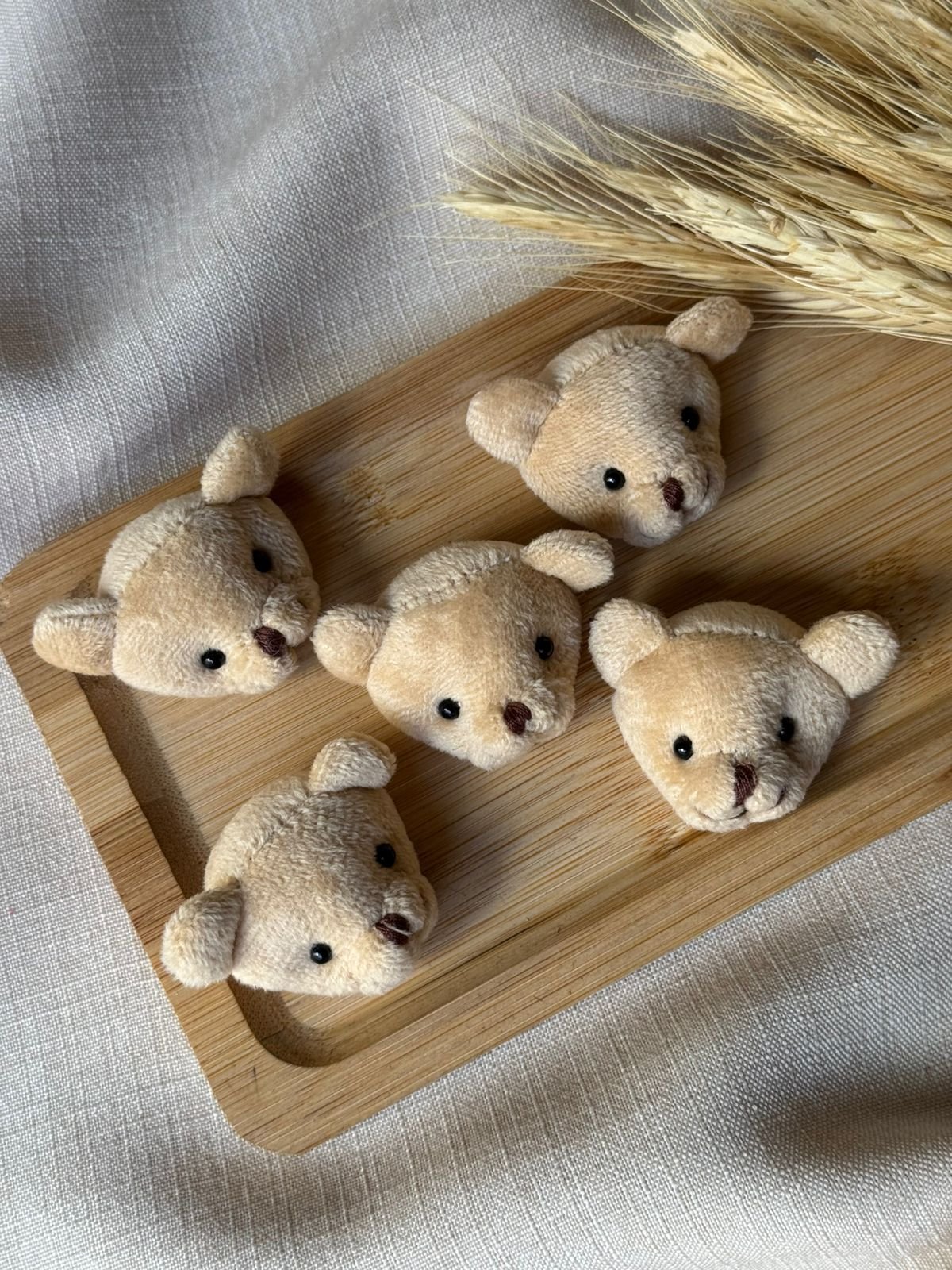 Aplique cabeça urso de pelúcia marrom