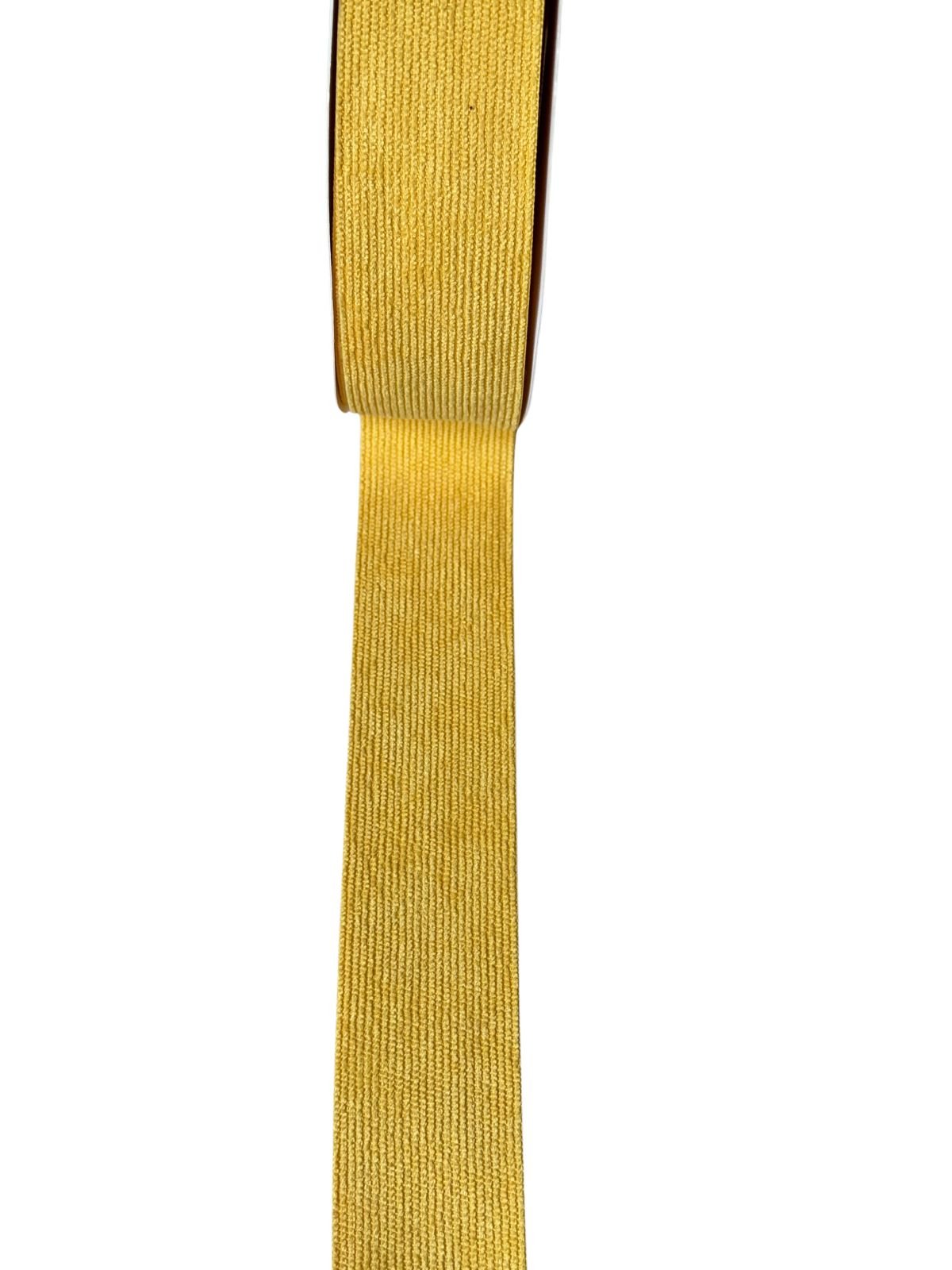 Fita veludo cotelê amarelo mostarda 38mm