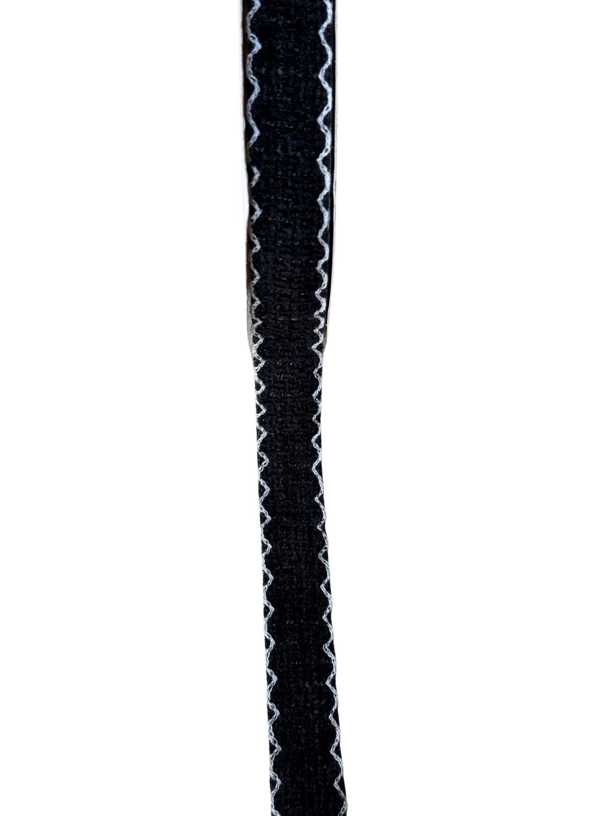 Fita tweed com borda ondulada preto 22mm