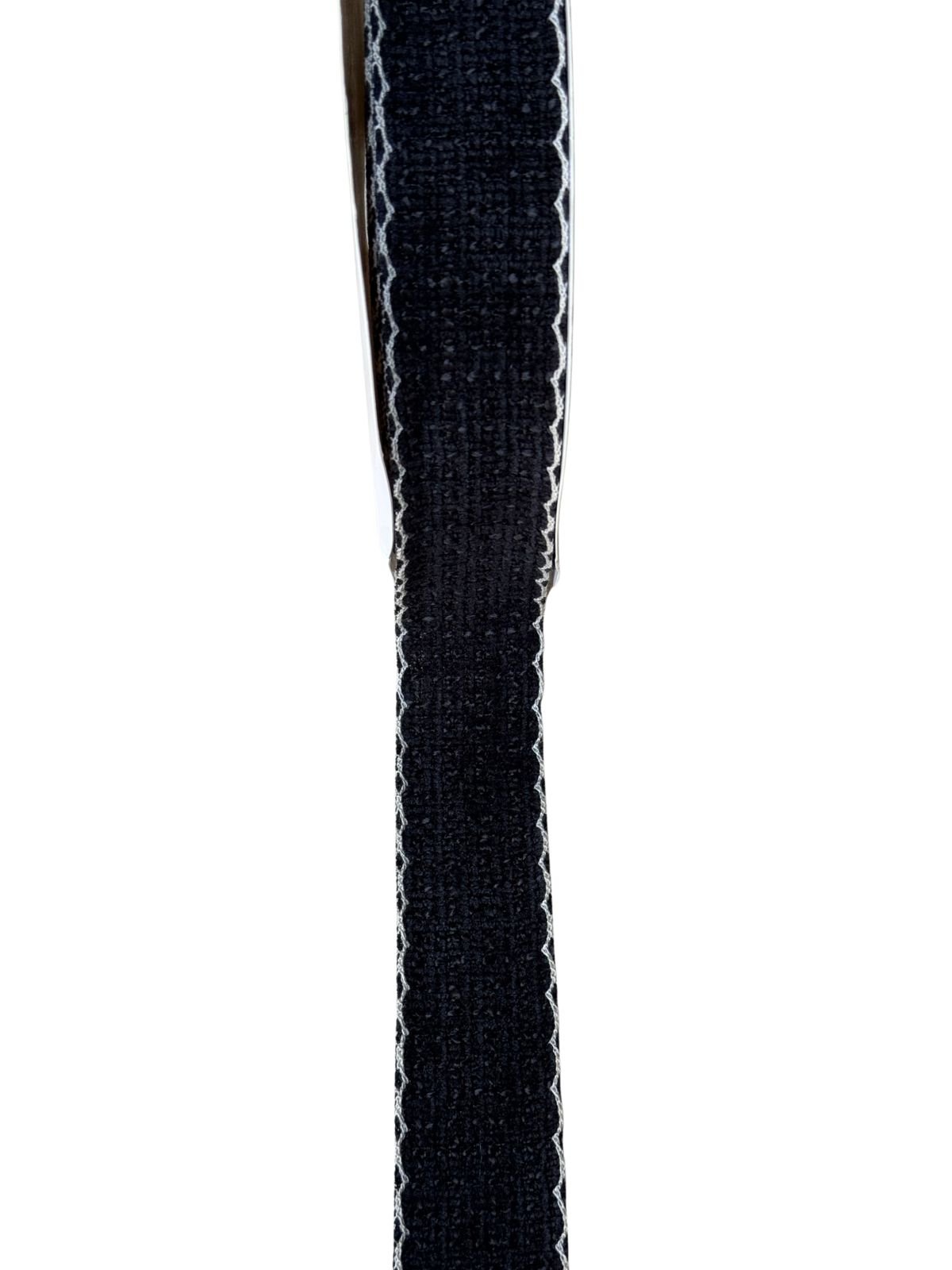 Fita tweed com borda ondulada preto 38mm