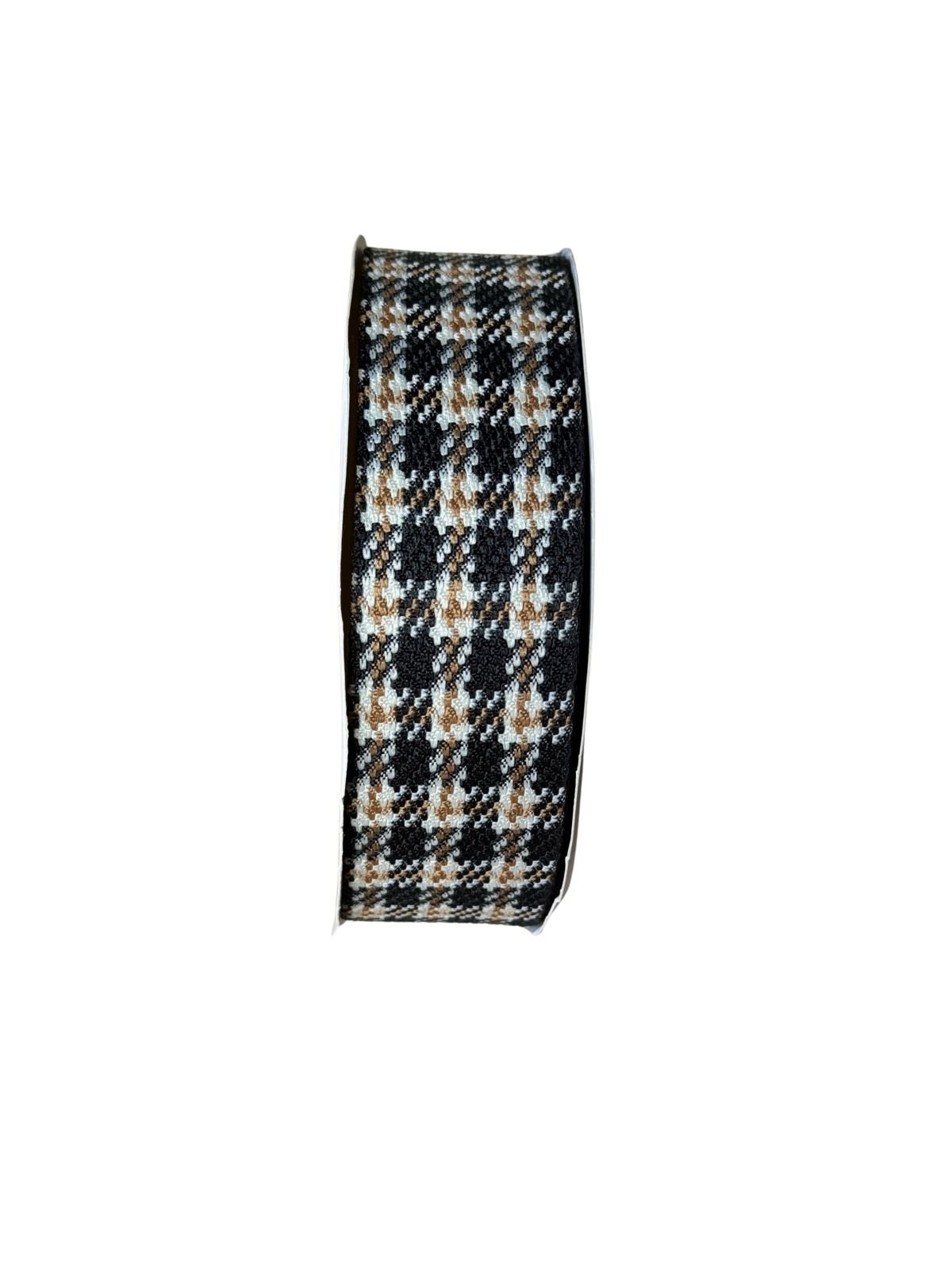 Fita importada tweed xadrez preto 38mm