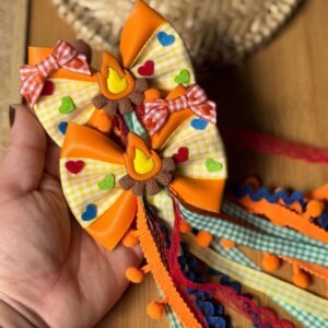 Kit parzinho de laço junino fogueira com corações - Imagem 2