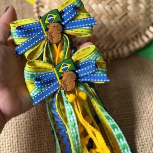 Kit parzinho de laço junino da copa Capivara do Brasil - Imagem 2