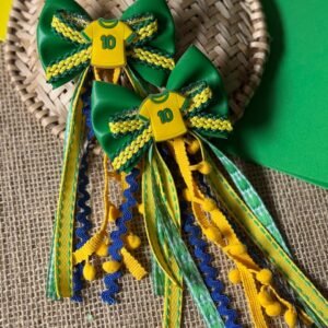 Kit parzinho de laço junino da copa Camisa 10 do Brasil - Imagem 1