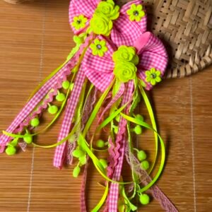 Kit parzinho de laço junino Flor amarelo neon - Imagem 1