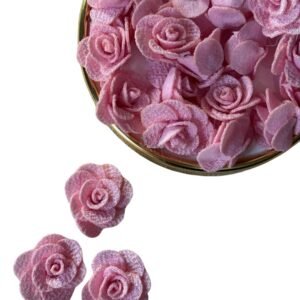 Flor em tecido poliéster rosa bebê (2 unds)