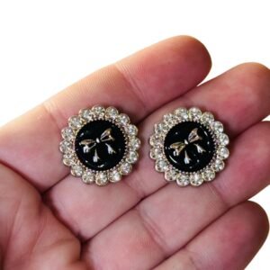 Chaton ABS com strass laço preto (1 und) - Imagem 2