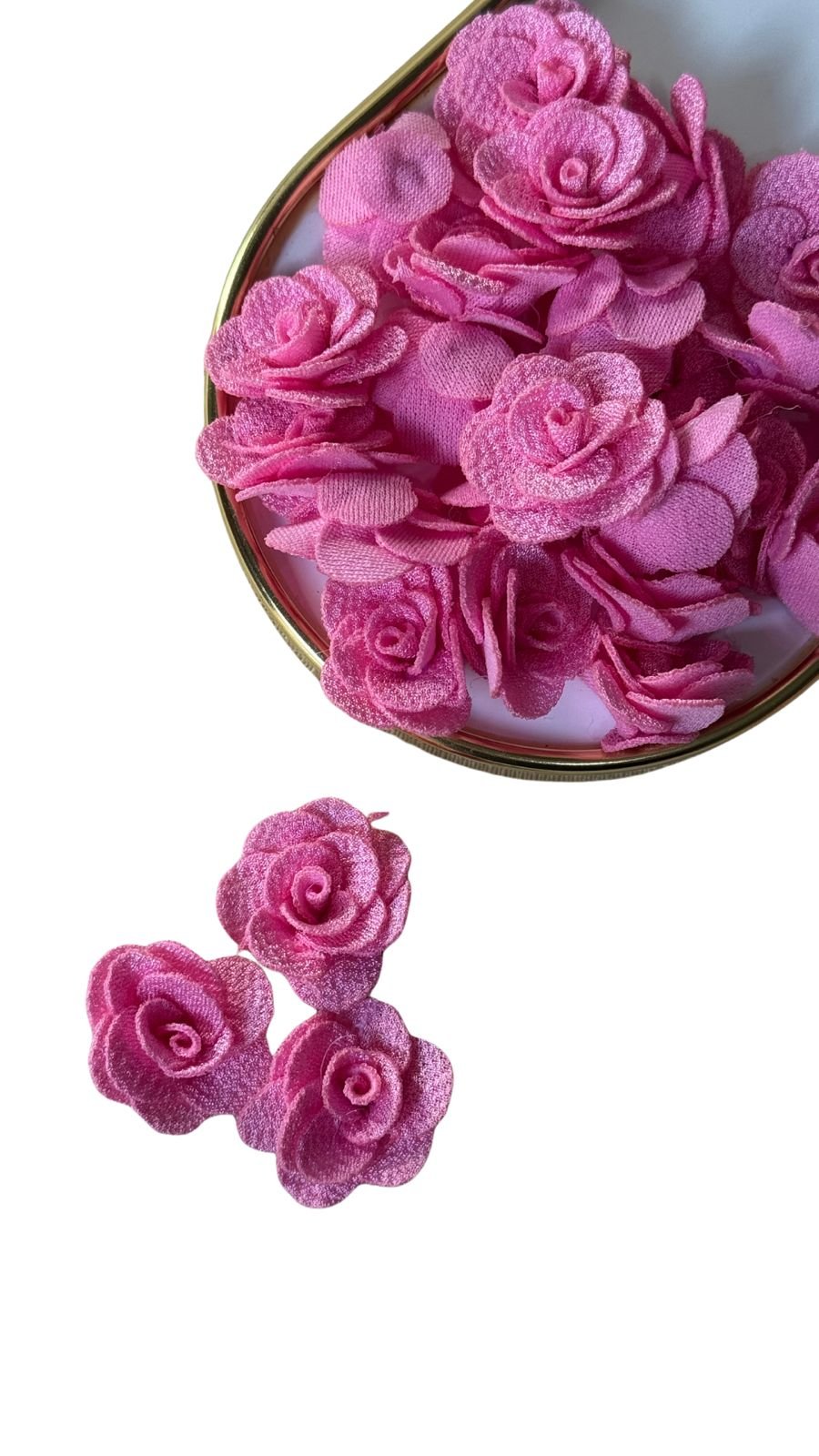 Flor em tecido poliéster rosa médio (2 unds)