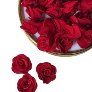 Flor em tecido poliéster vermelho (2 unds) - Imagem 1