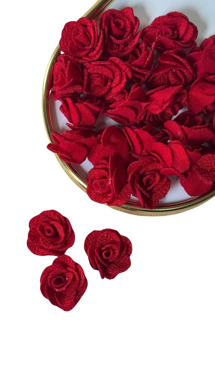Flor em tecido poliéster vermelho (2 unds)