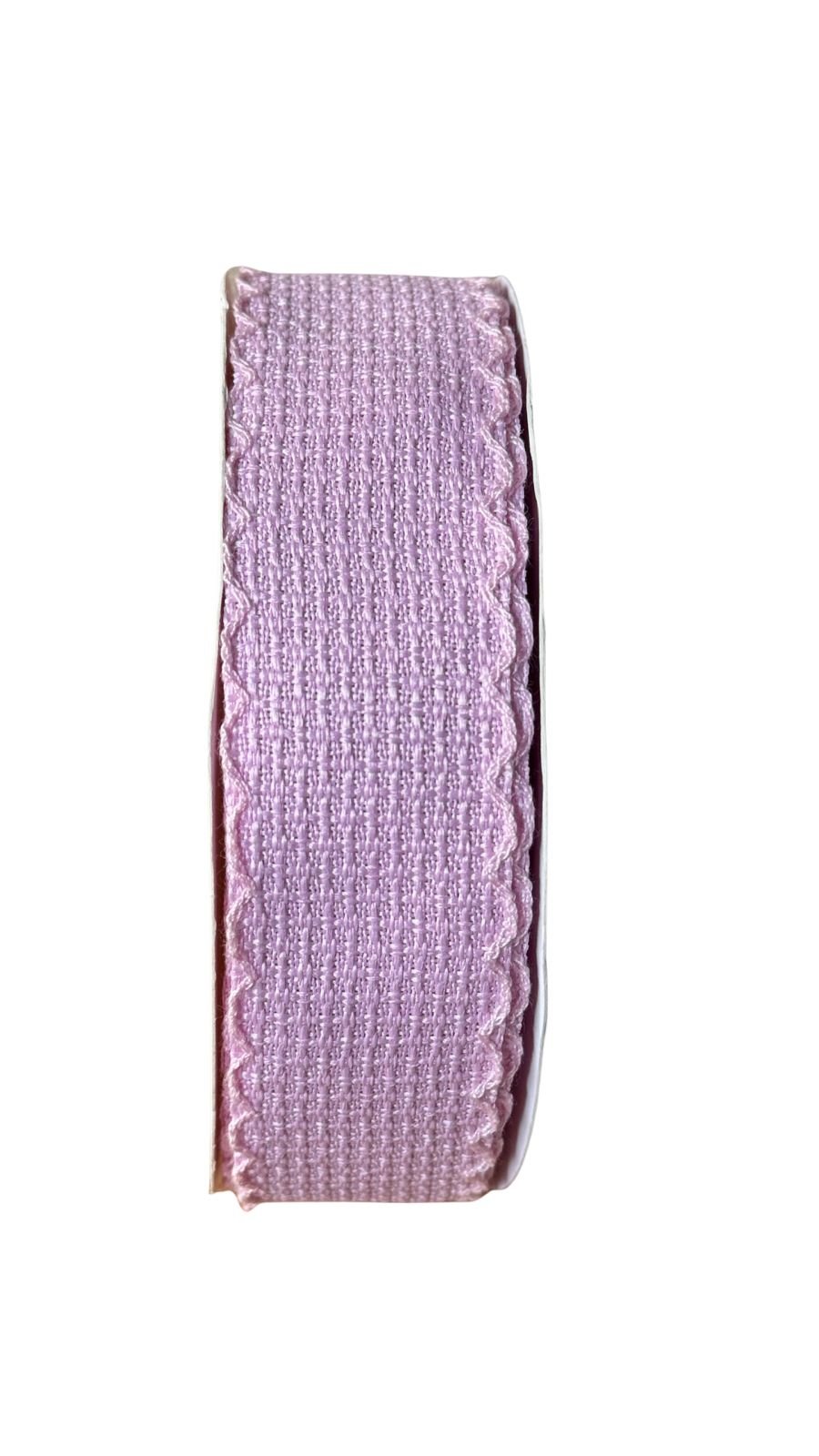 Fita trançada com borda ondulada 38mm rosa bebê