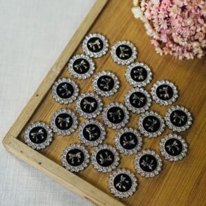Chaton ABS com strass laço preto (1 und) - Imagem 1