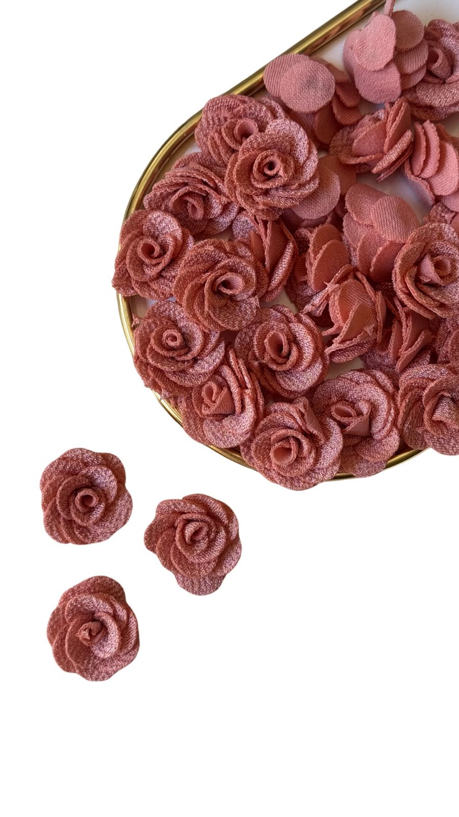 Flor em tecido poliéster rosé (2 unds)
