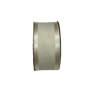 Fita organza com borda cetim Marfim 38mm - Imagem 1
