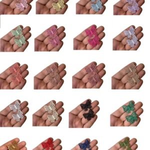 Borboleta de cetim com organza 3cm