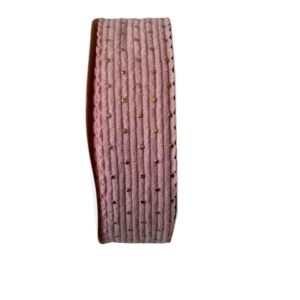 Fita de veludo cotelê borda ondulada e poá dourado - Rosa bebê 38mm - Imagem 1