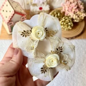 Kit para montagem par de lacinho Flor Marfim