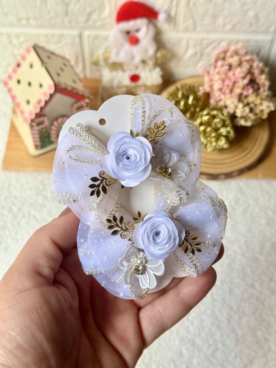 Kit para montagem par de lacinho Flor Branca